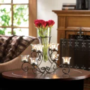 SCROLLWORK CANDLE STAND WITH VASE